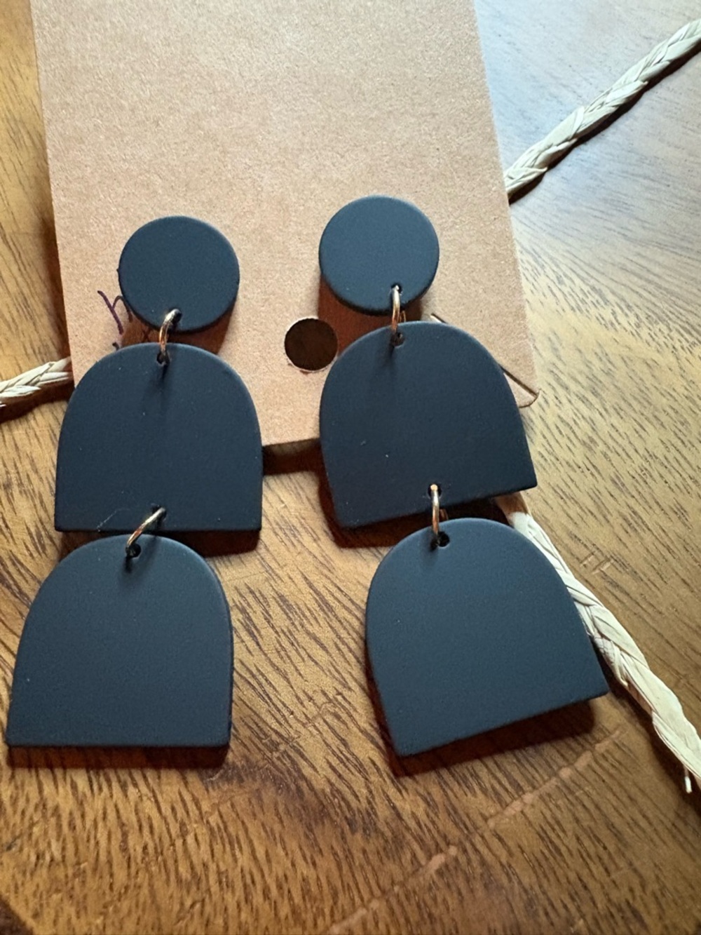 New Matte Black Geometric Drop Earrings